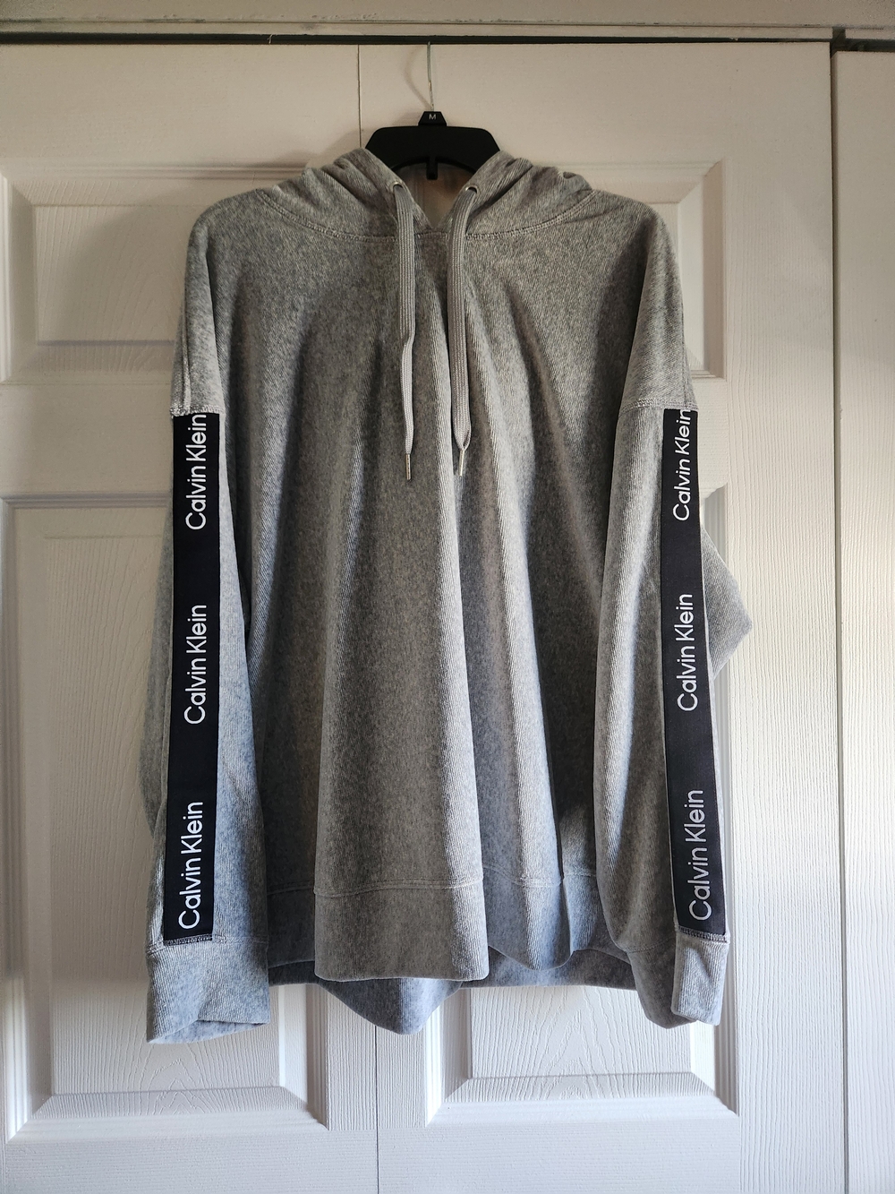 Calvin Klein Gray Crewneck Hoodie with Branded Sleeve Tape